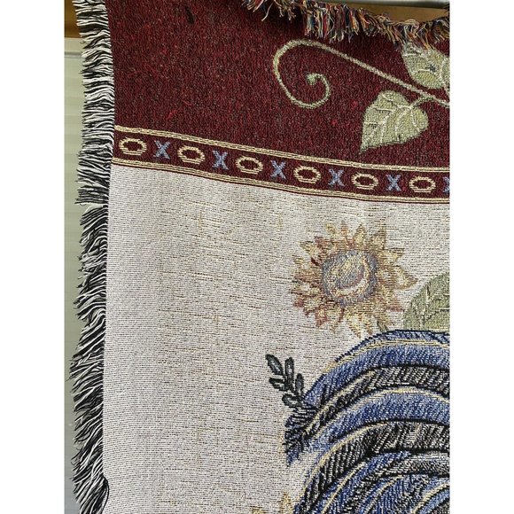 Rooster Farm Chicken Farm Life Woven Tapestry Wall Hanging By Deb Strain 58X51" - Picture 2 of 13
